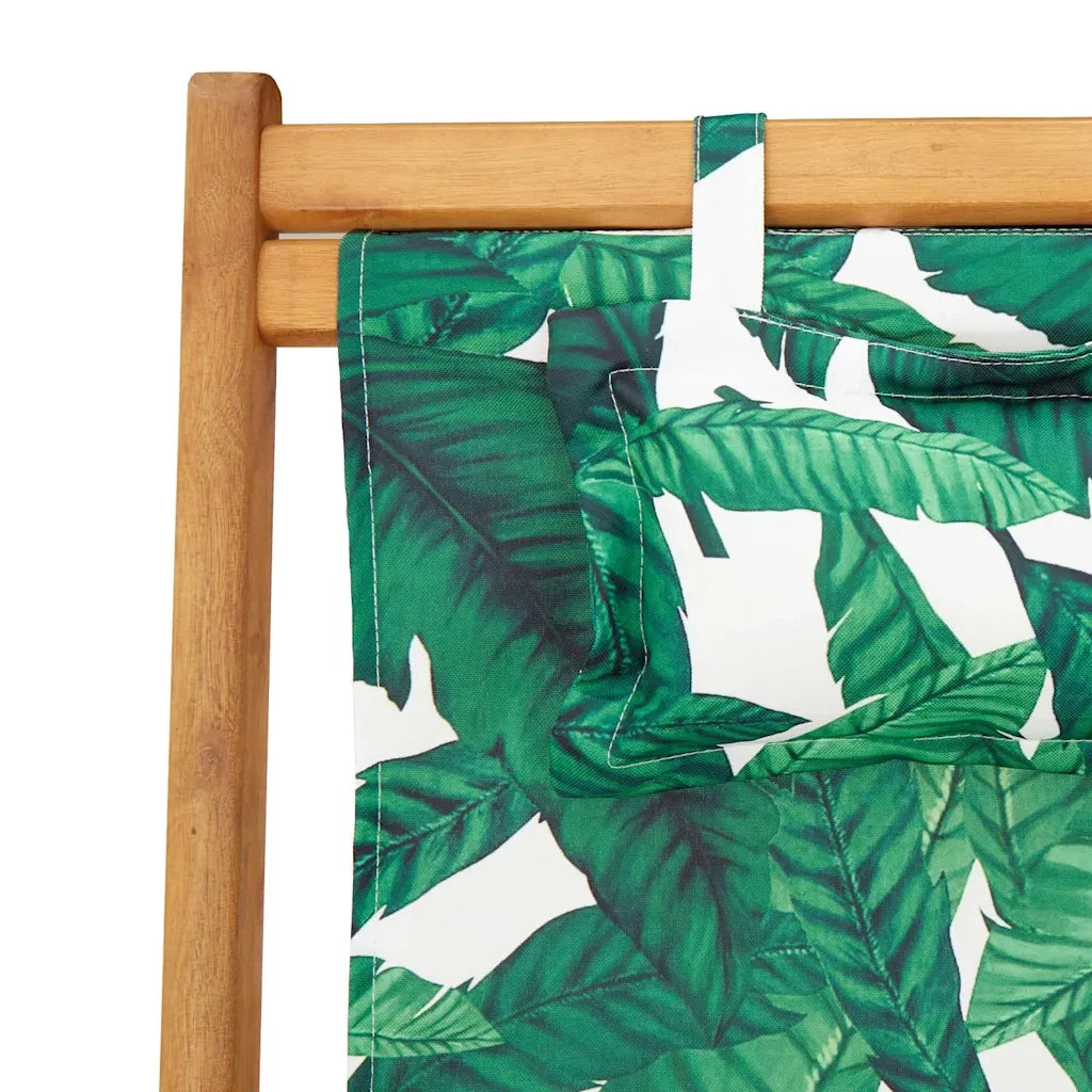 Sedia da Giardino | Sedia da Spiaggia Pieghevole Foglie Legno Eucalipto e Tessuto