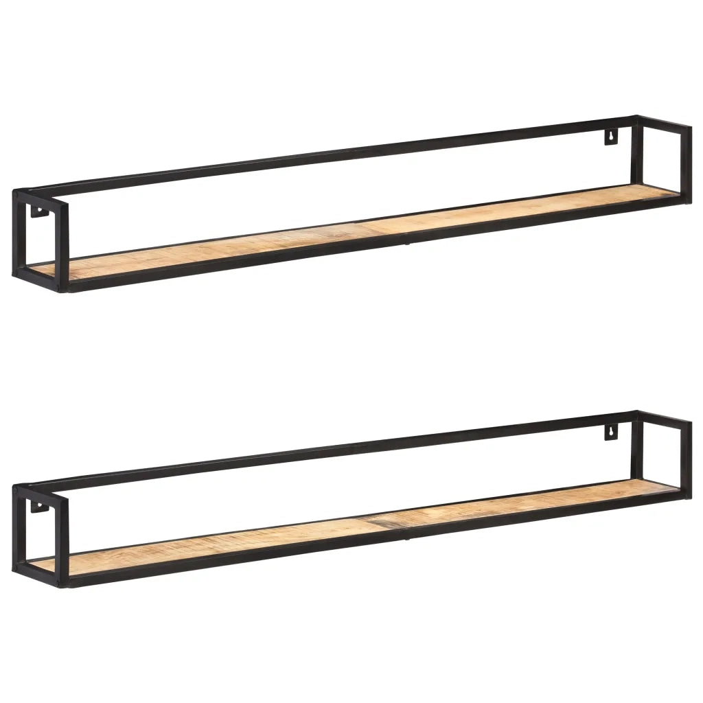 Mensole a Muro 2 pz 160 cm in Legno di Mango Grezzo cod mxl 32755