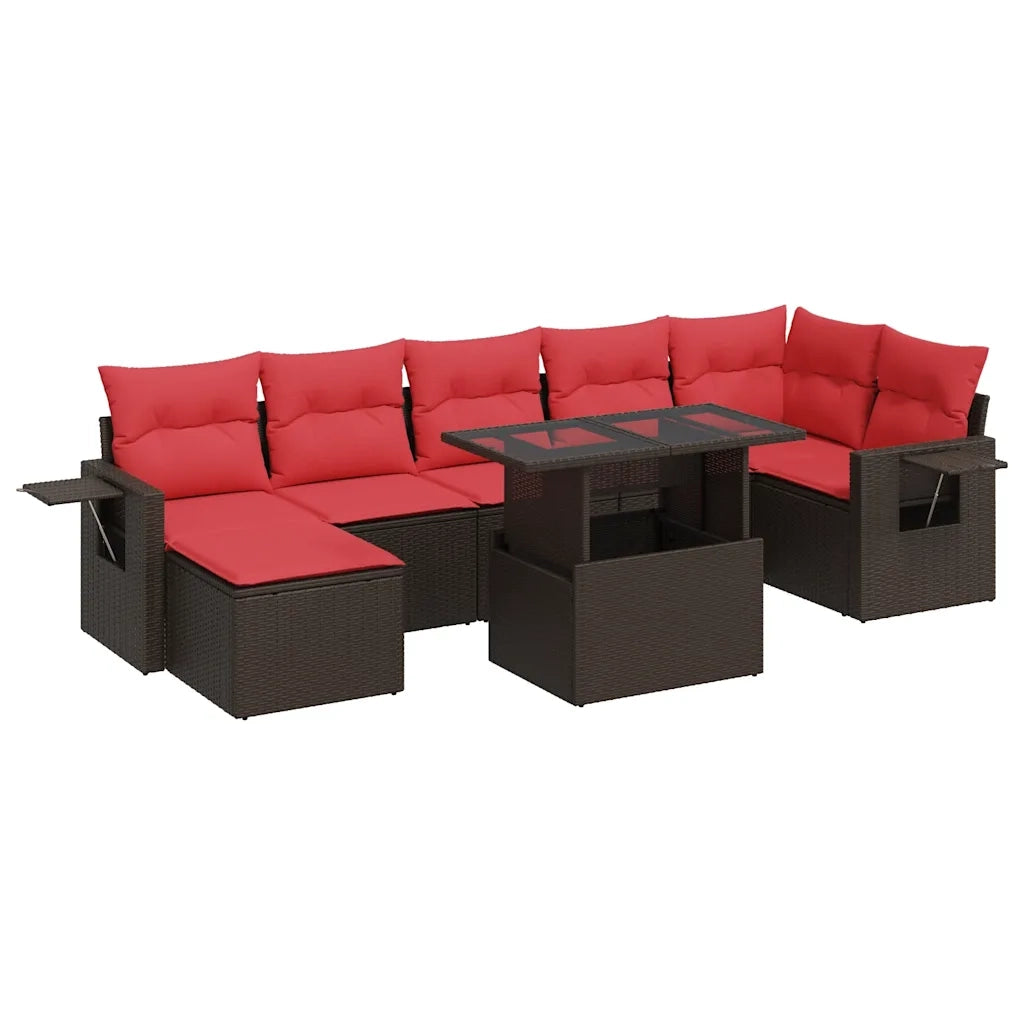 Set Divani Giardino 8 pz con Cuscini Marrone Polyrattan Acacia 3326525