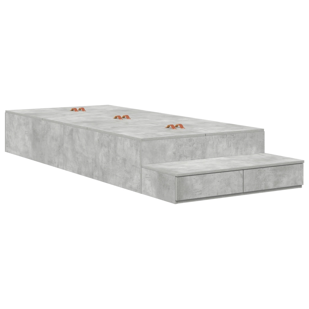 Struttura letto contenitore Grigio cemento 100x200 cm