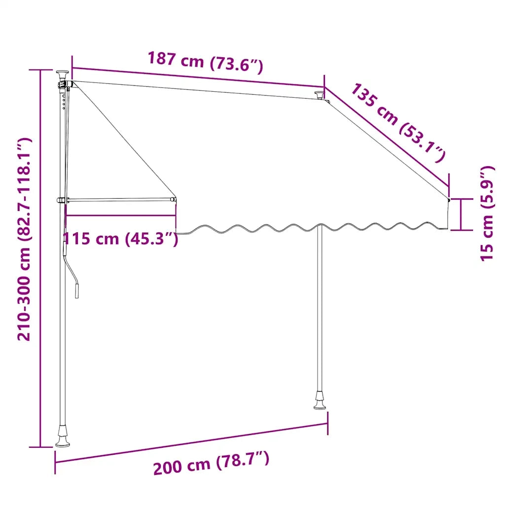Tenda da Sole Retrattile Manuale con LED 200 cm Crema cod mxl 19739