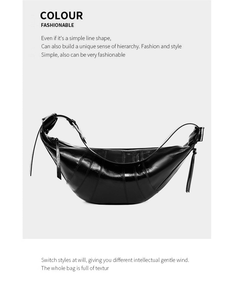 Borsa a tracolla da donna in vera pelle nera