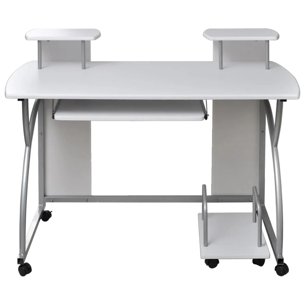 Scrivania per computer postazione di lavoro mobile per computer scrivania per studio 110 x 52 x 88,5 cm legno ingegnerizzato bianco 02_0023710