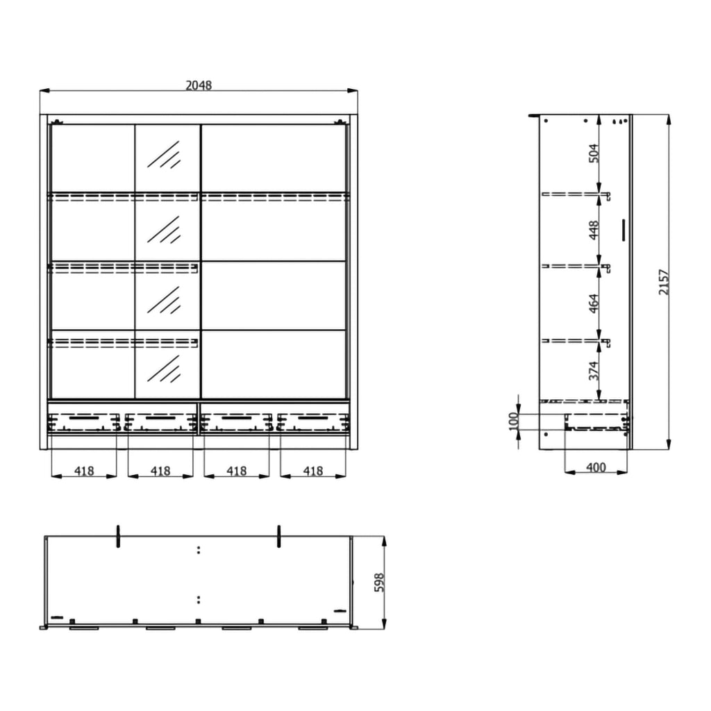 Armadio Camera da Letto Copala, Guardaroba 2 Ante 4 Ripiani, 205x216h cm Bianco Crema