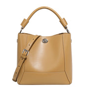 Borsa tote da donna in vera pelle, ideale per viaggi e viaggi, colore bronzo.