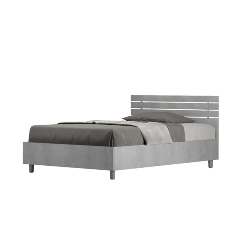Letto una piazza e mezza contenitore 120x190 testata dritta con doghe cemento Ankel