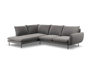 Cosmopolitan Design - Divano angolare sinistro "Vienna" 6 posti in velluto grigio chiaro 