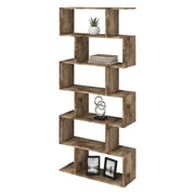 Libreria alta bifacciale a 6 Alowha, Made in Italy, Scaffale per libri e documenti, Libreria a zig zag da ufficio, cm 80x25h192, Acero