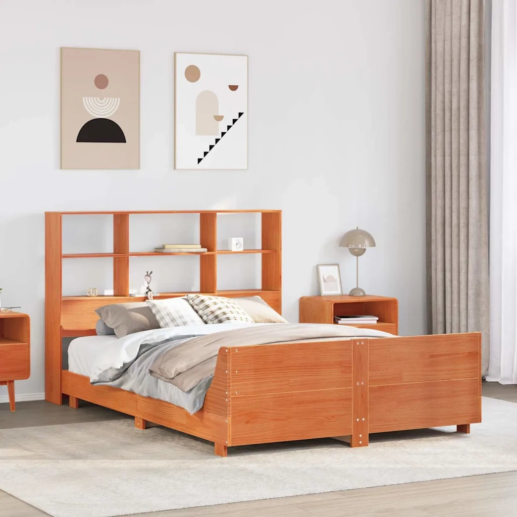 Letto senza Materasso Marrone Cera 140x190 cm in Legno di Pino 3323703