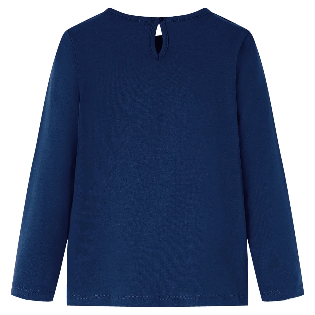 Maglietta Bambina Maniche Lunghe Blu Marino 128 14102