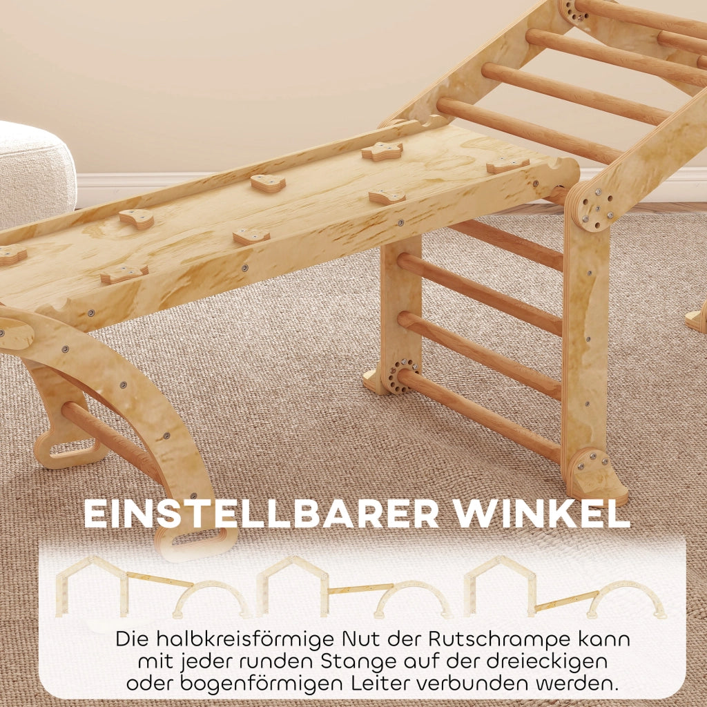 Casetta con Scivolo e Scaletta per Bambini ¨C zephmum ¨C Legno Naturale 90x140x120