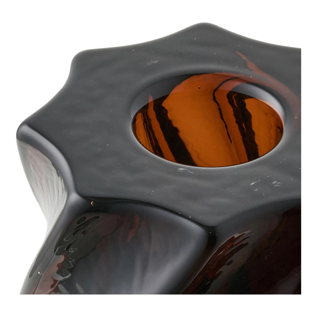 Portacandela HN24, Marrone, Vetro, 6x6x7,5 cm