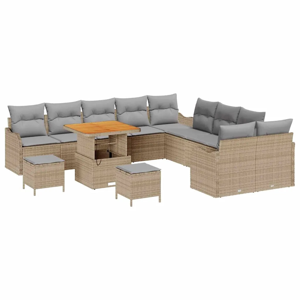 Set Divano da Giardino con cuscino 13 pcs Beige e Grigio Chiaro 3364272
