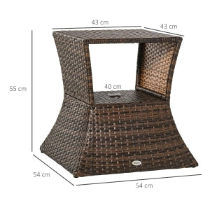 Tavolino da Giardino con Base Ombrellone in Polyrattan ¨C MINIMAL ¨C Marrone 54x54x55 cm