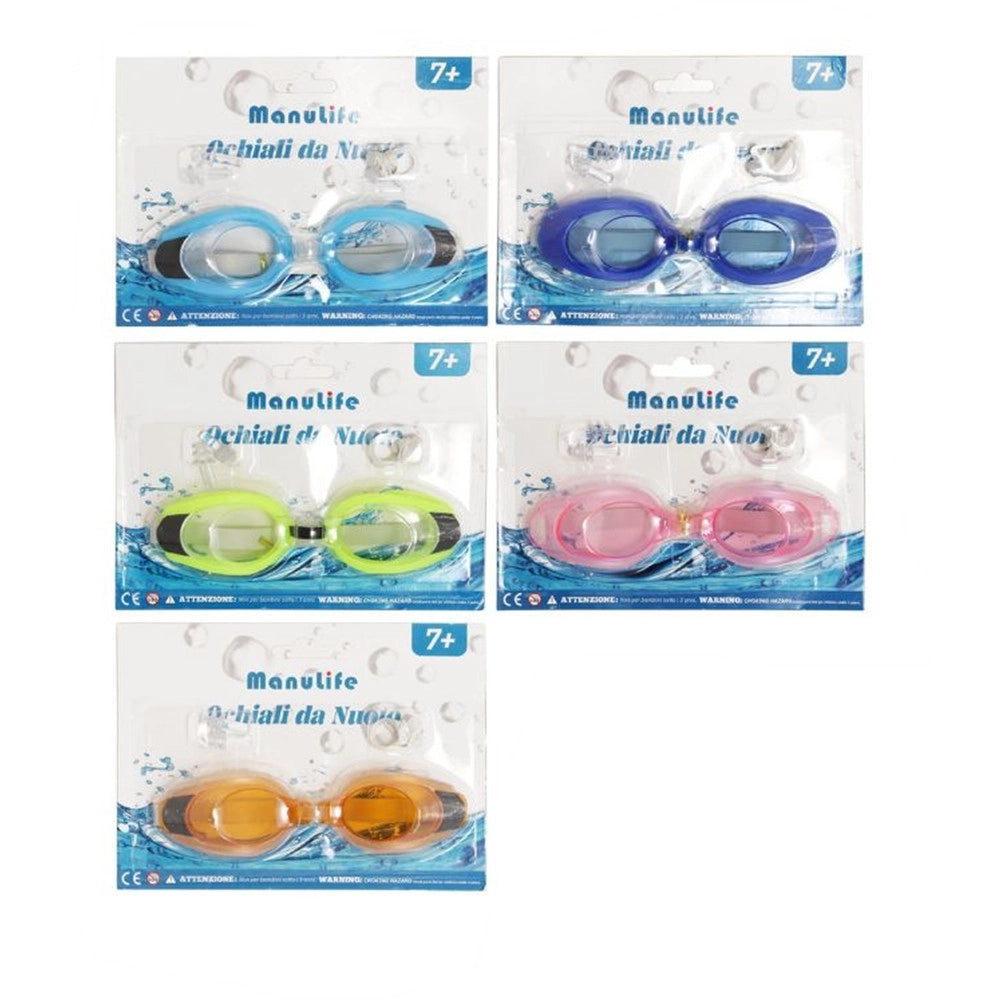 Trade Shop - Occhialini Nuoto Piscina Mare Sport Regolabili Tappi Naso Orecchie Antiappannamento 605421 -