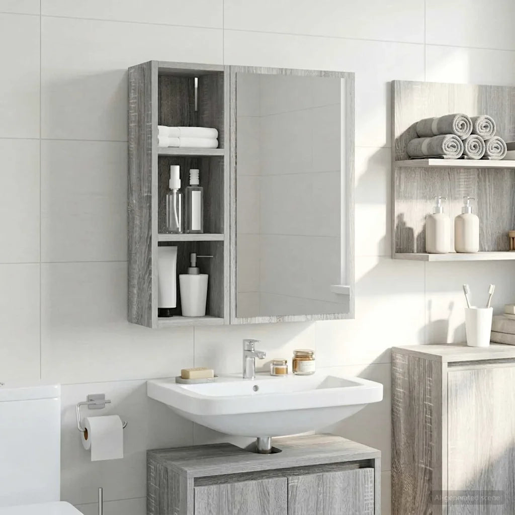 Armadio da bagno a muro Sonoma grigia 20 x 16 x 62,5 cm 889308