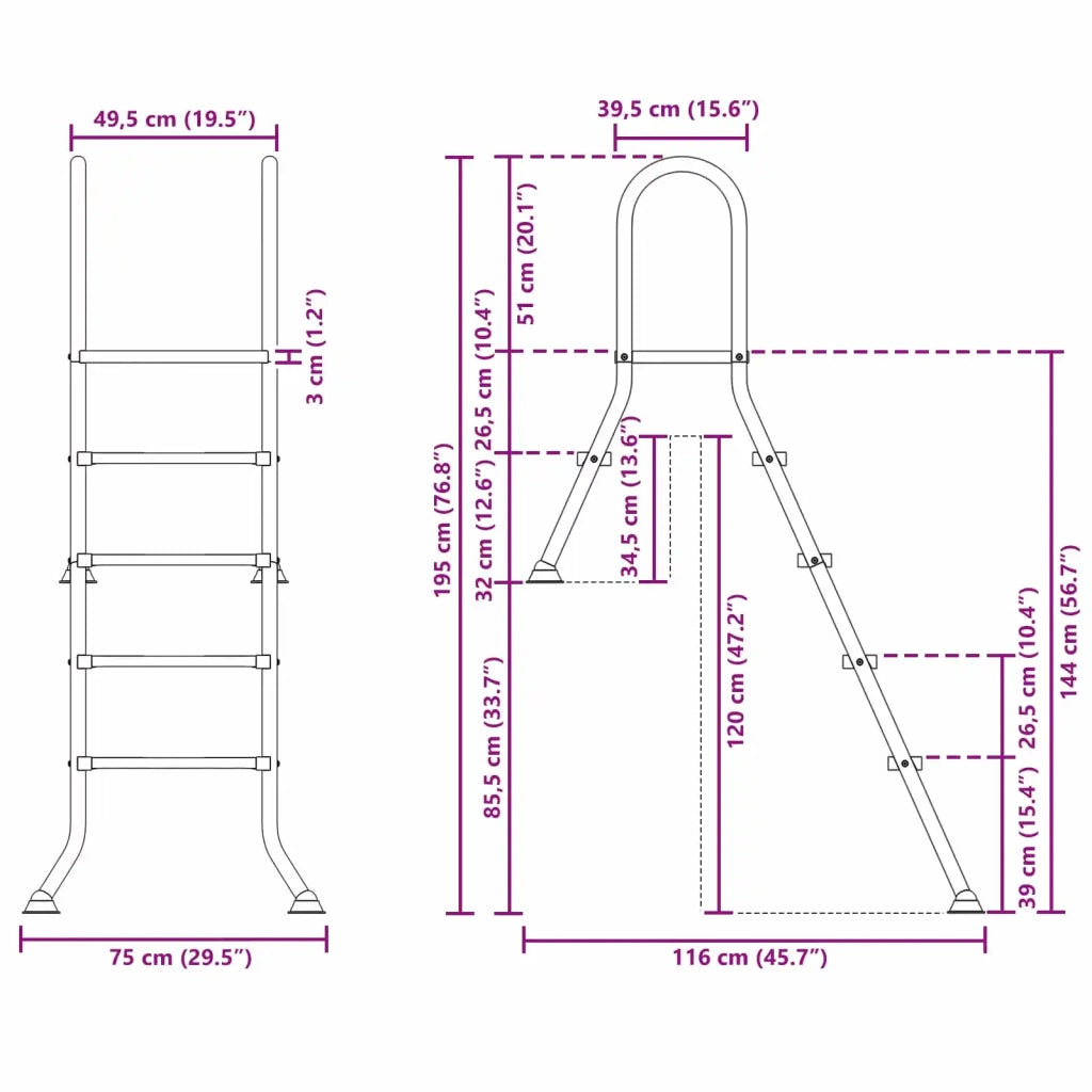 Scala per piscina parzialmente interrata 195 x 116 cm 4-Gradino 42032426