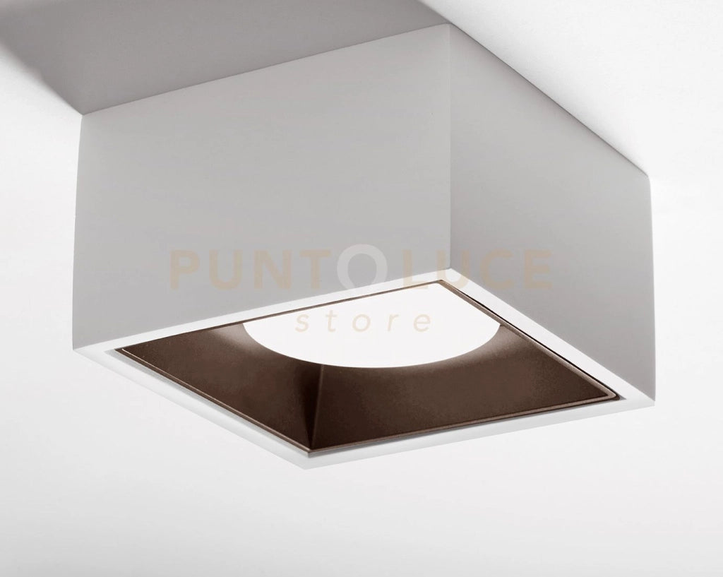 NASSO Soffitto 1 Luce quadrata Bronzo 12x12cm attacco GX53 in gesso e alluminio
