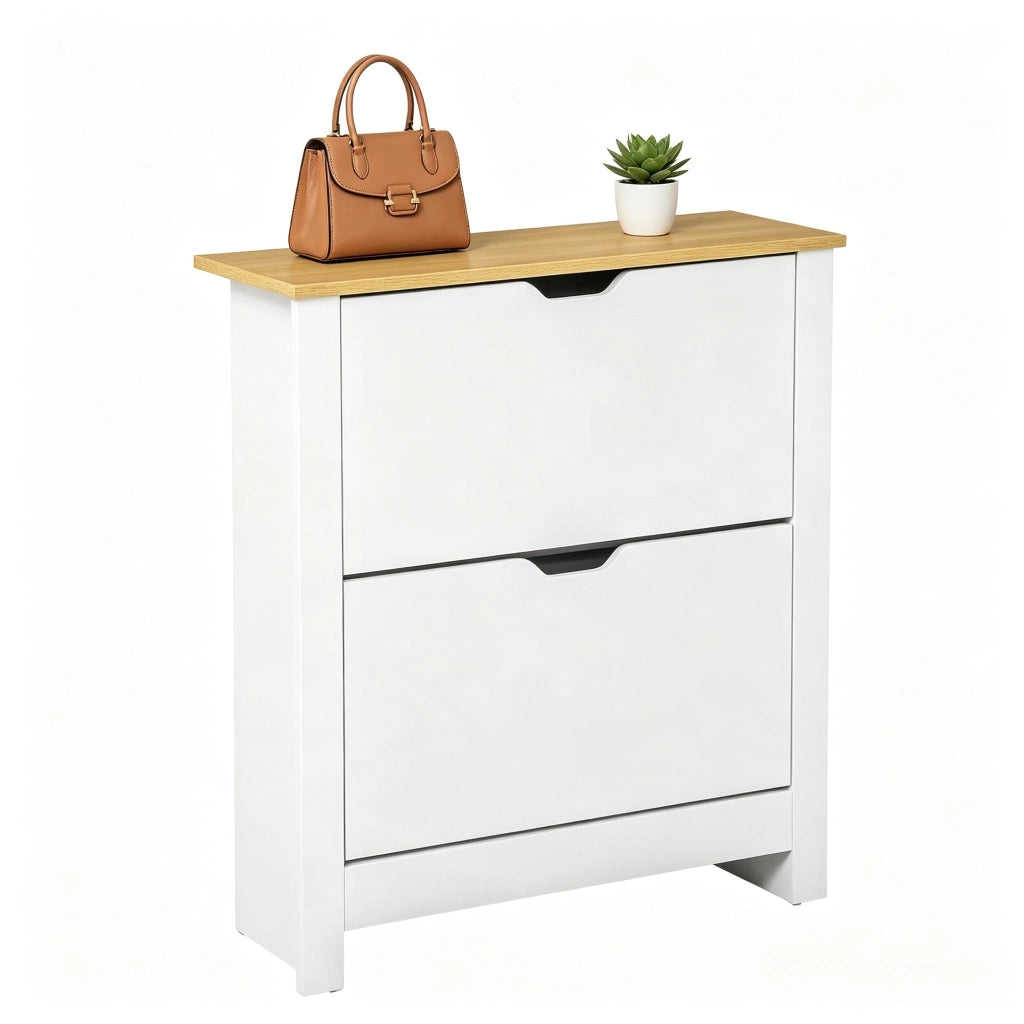 SCARPIERA a ribalta 72 x 26 x 80 cm Legno naturale e bianco