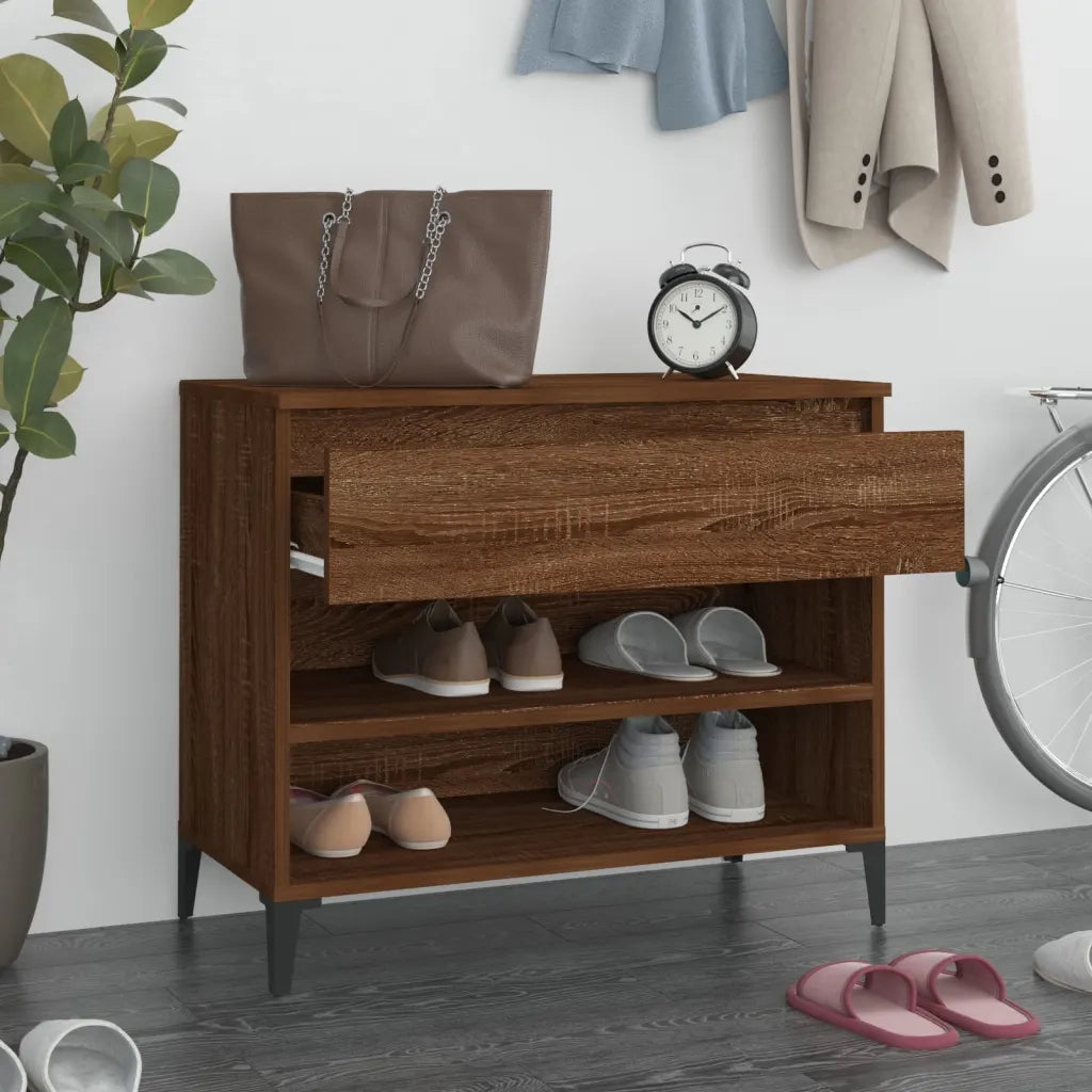 Scarpiera-Scaffale per scarpe Rovere Fumo 70x36x60 cm in Legno Multistrato 263875