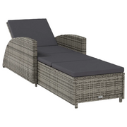 Lettino Prendisole | Sdraio da giardino | Lettino da sole con Cuscino Grigio Scuro Polyrattan Grigio
