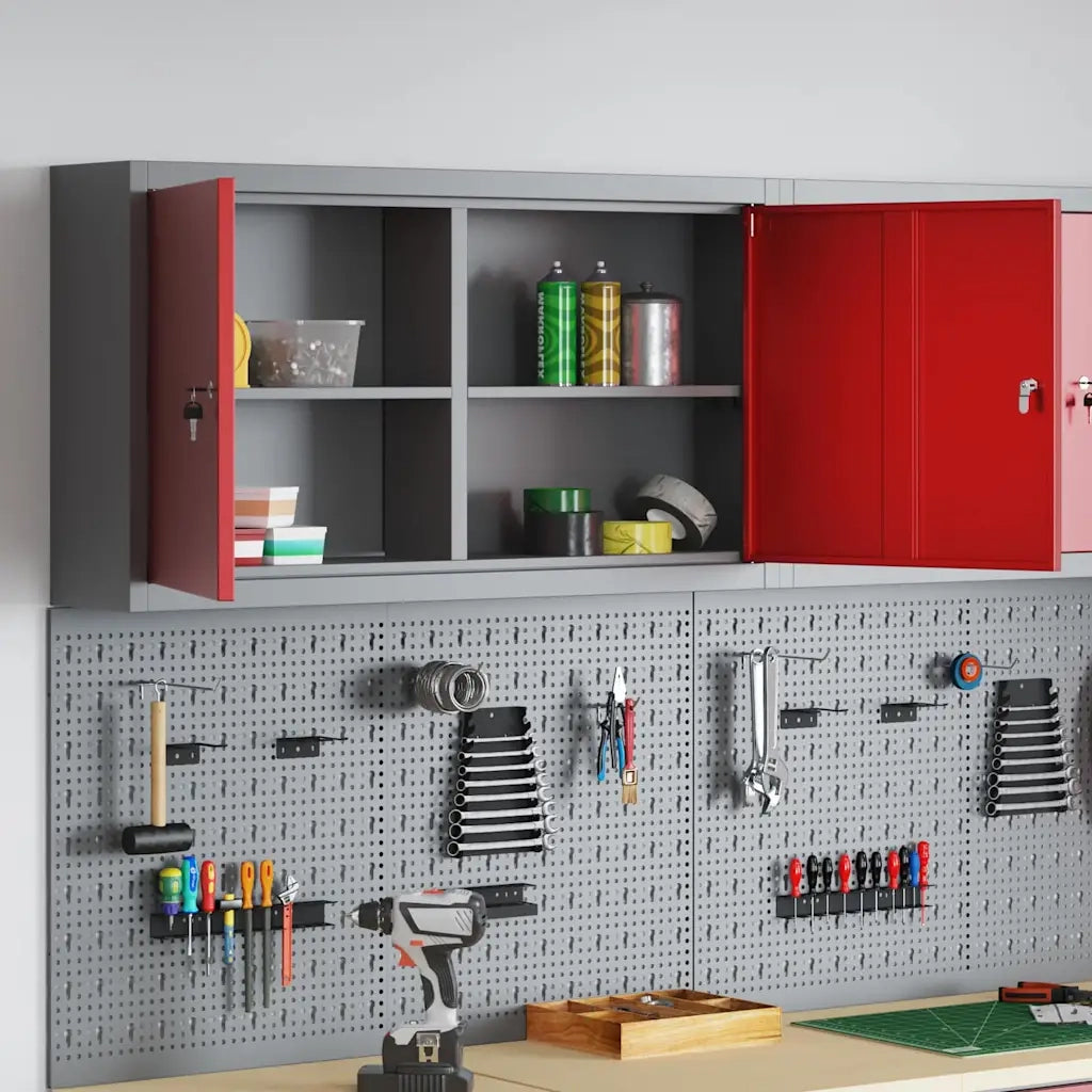 Mobile per attrezzi con blocco Rosso e Grigio 100 x 20 x 55 cm CFW2677725