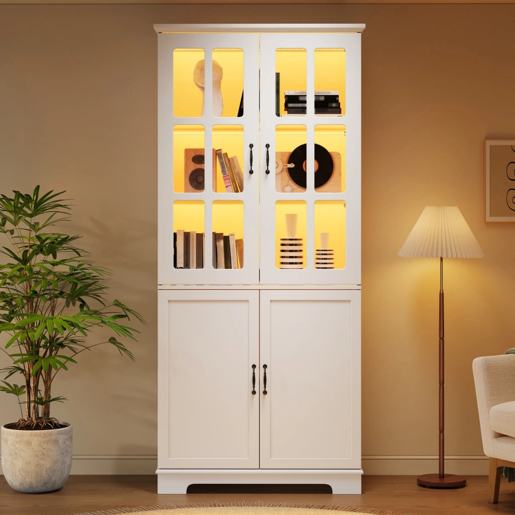 Libreria con Vetrina 5 Ripiani ¨C MINIMAL ¨C Bianco, Truciolato, 80x38x180