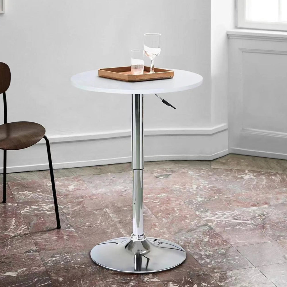 Tavolo Bar Girevole Bianco Diametro 60 cm Altezza Regolabile per Bar Ristoranti
