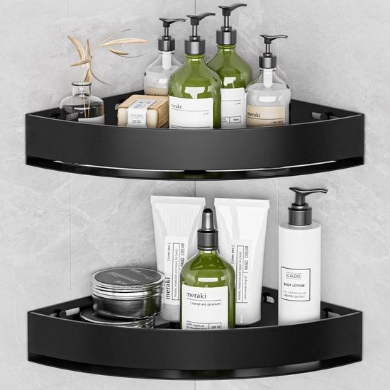 Hoekdouche con 2 armadi per bagno - Inox antiruggine - Facile da installare - 8 kg di carico - Perfetto per bagno e doccia