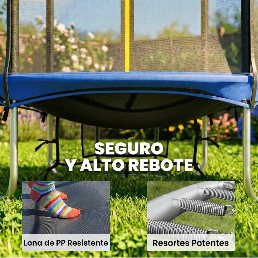 Trampolino Elastico Esterno 183 cm con Rete di Sicurezza e Scala ¨C Zephmum ¨C Blu