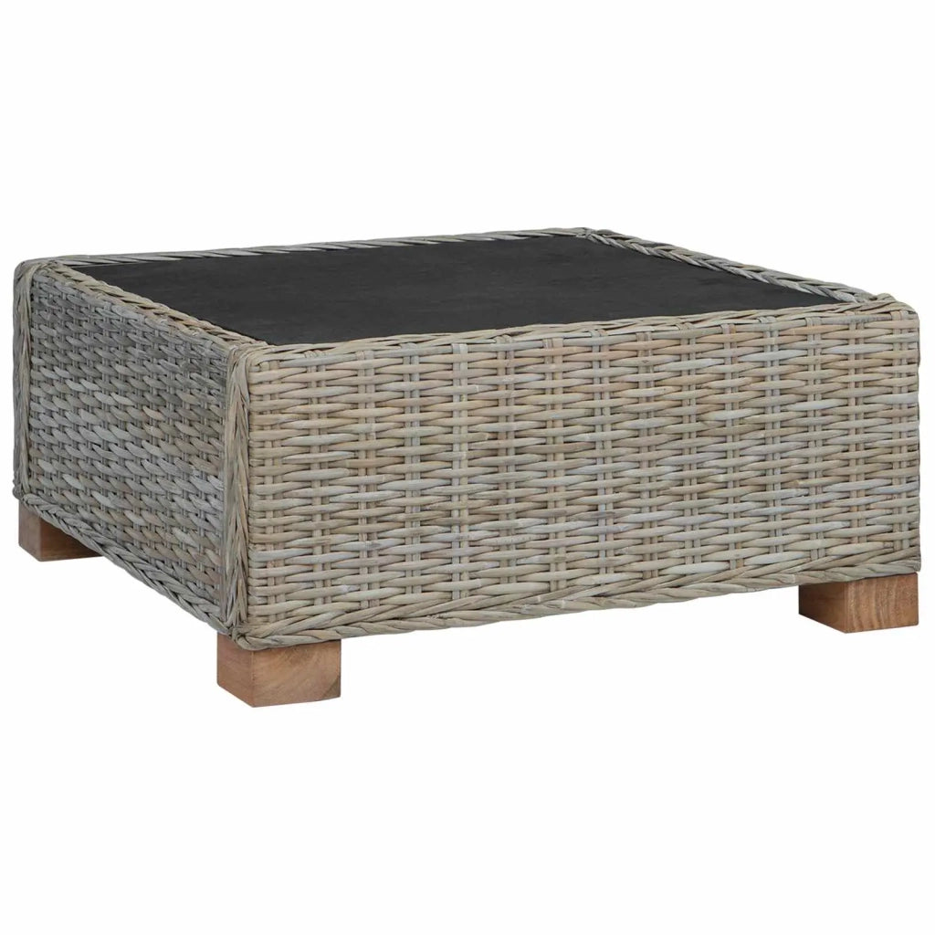 Poggiapiedi con Cuscino GENDT Rattan naturale Grigio Kubu 42034395