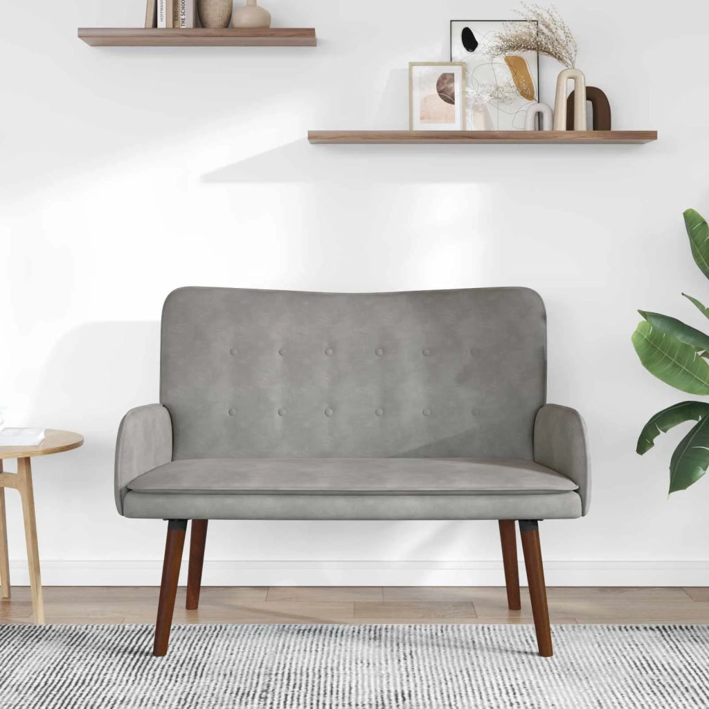 Sofa a Due Posti Grigio chiaro 115 x 61 x 87 cm Velluto