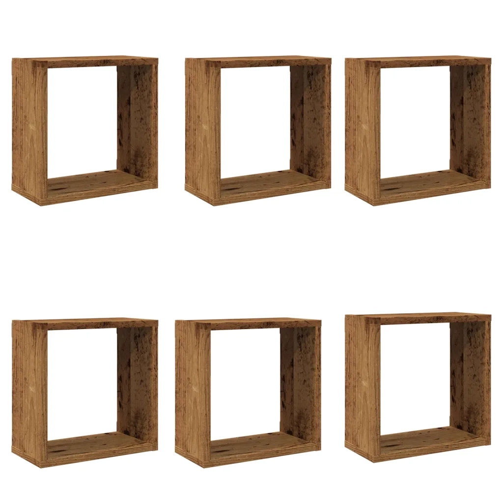 vidaXL Mensole Parete a Cubo 6 pz Legno Vecchio 30x15x30 cm Truciolato