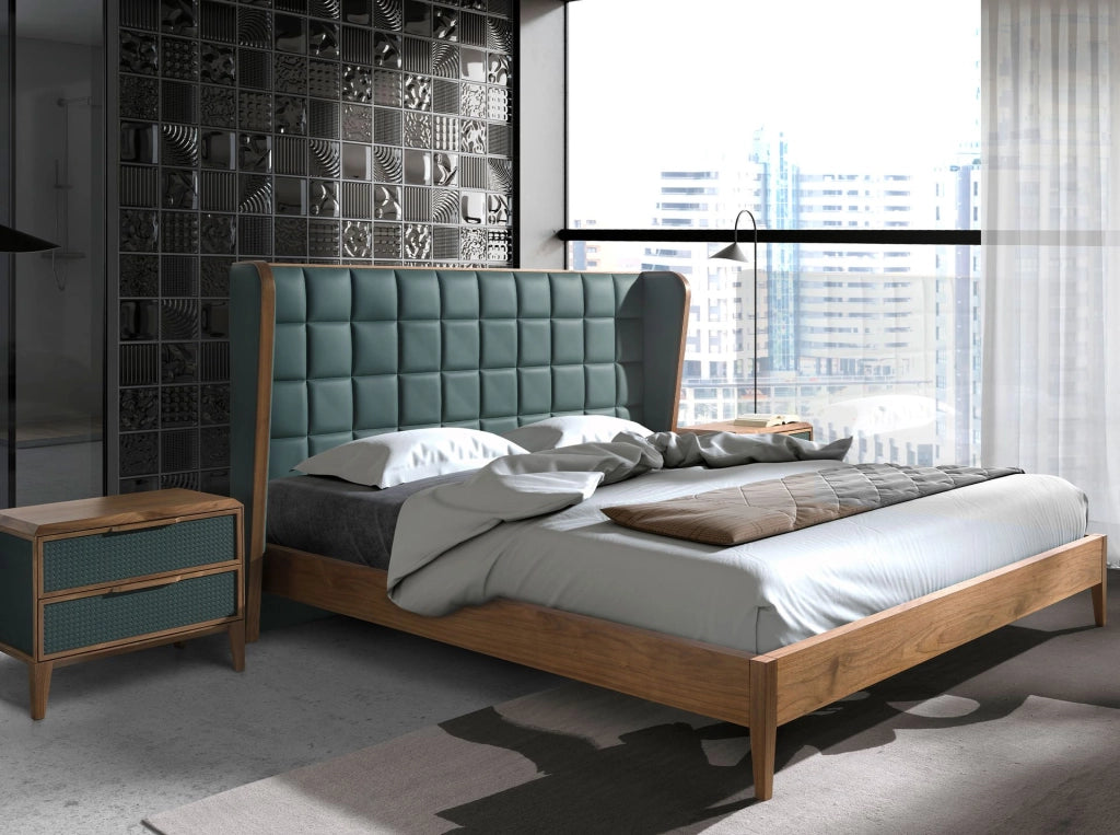 Letto in similpelle verde scuro