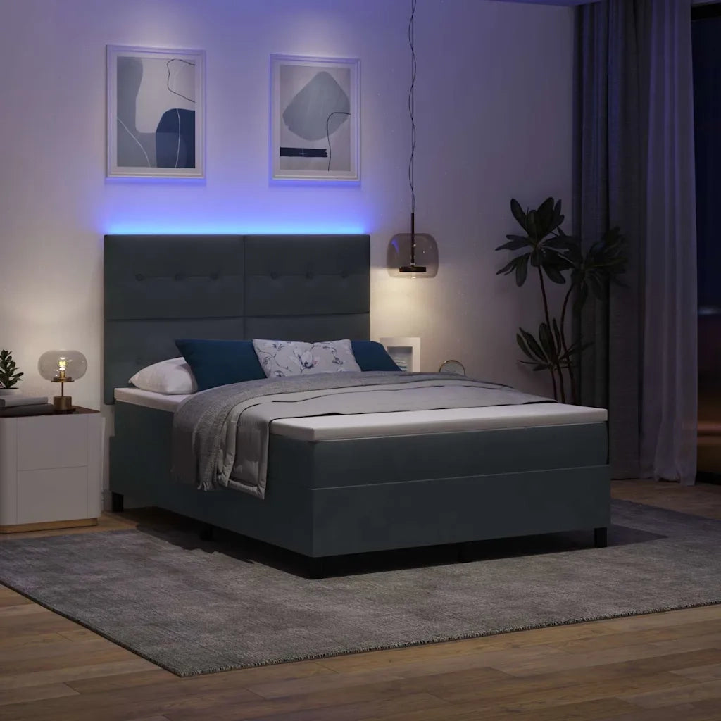 Letto a Sorgente LED Grigio scuro 160 x 200 cm Velluto 3343323