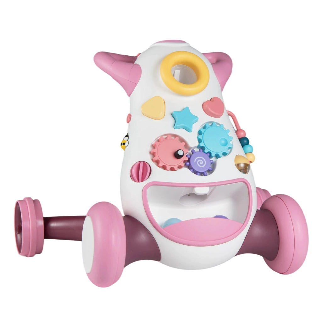 Camminatore montessori musica luci inserimento forme ingranaggi-Camminatore lancio spazio conservazione posteriore bambini Rosa