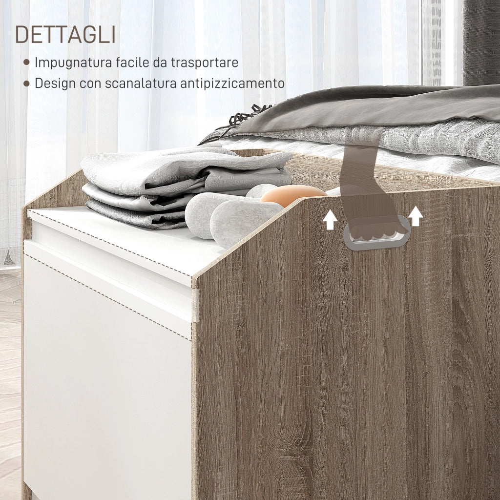 Cassettiera Moderna in Legno con Schienale e Vano Contenitore ¨C zephmum ¨C 62.4x40x51.5cm, Bianco