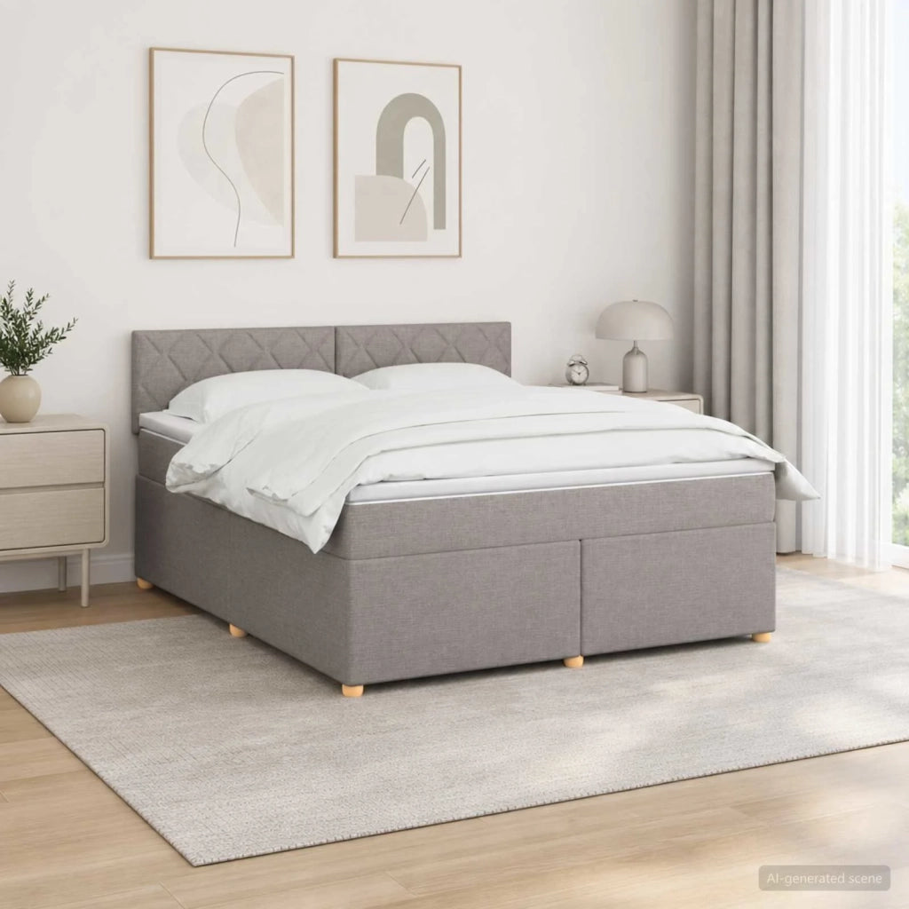 Letto box spring con materasso Tortora 180 x 200 cm Tessuto 3451025