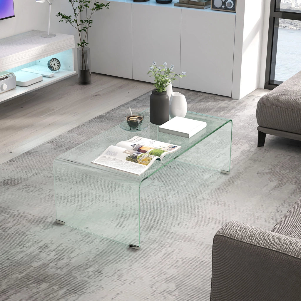 Tavolino da Salotto Moderno in Vetro Temperato ¨C zephmum ¨C 100x50x35 cm