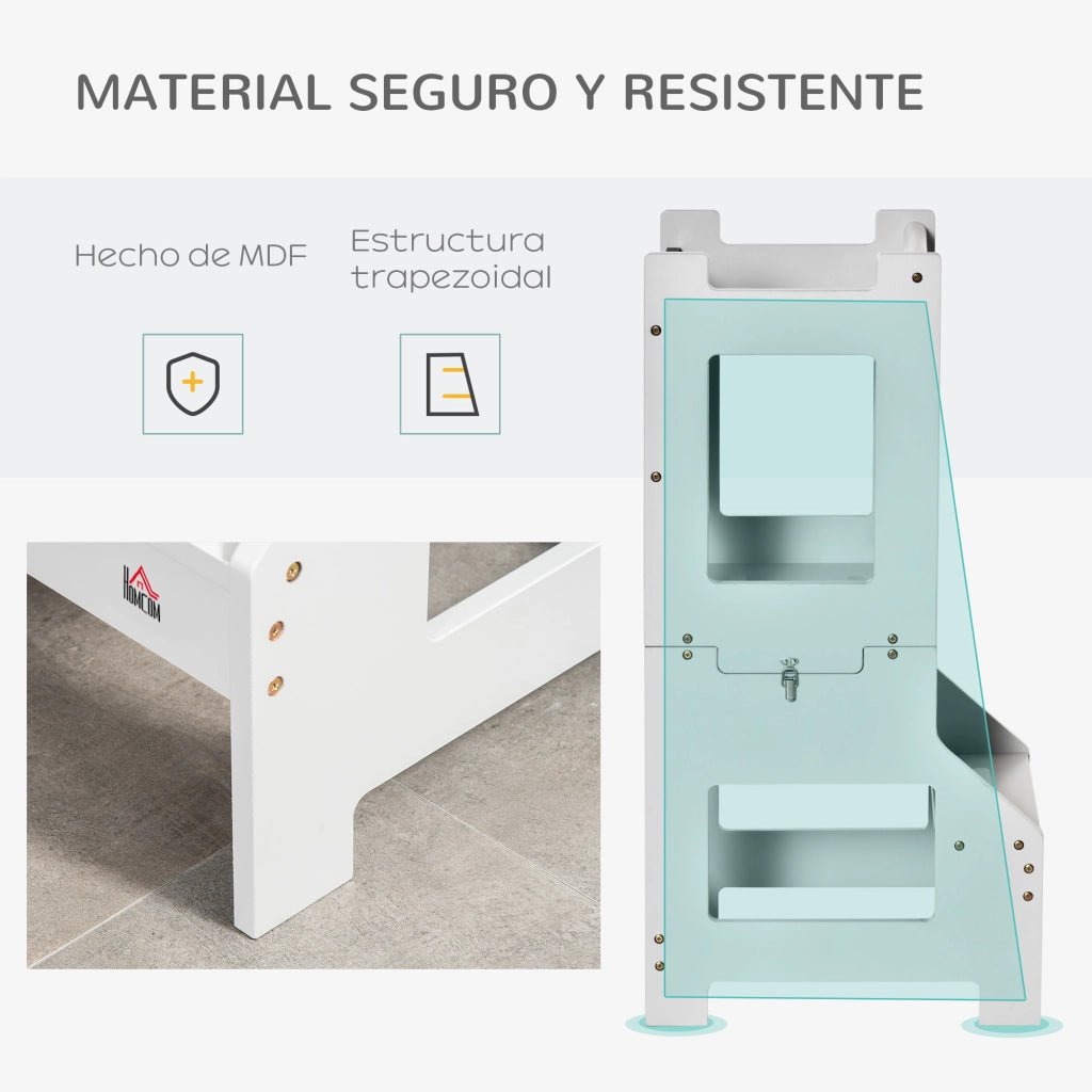 Scala di apprendimento 2 in 1 con scrivania e lavagna ¨C zephmum ¨C grigio 42x44x86 cm