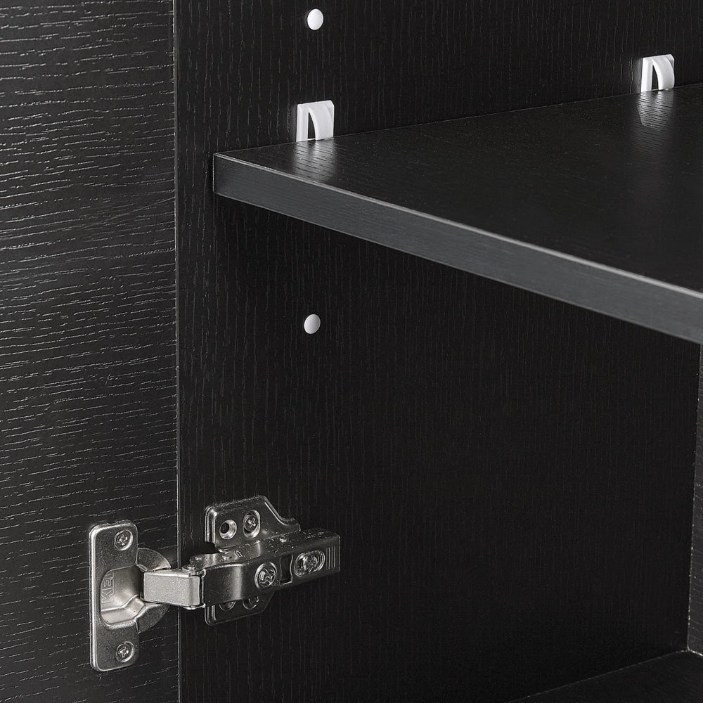 Pensile da bagno in MDF Nero 132 x 40 cm con 4 ripiani a parete