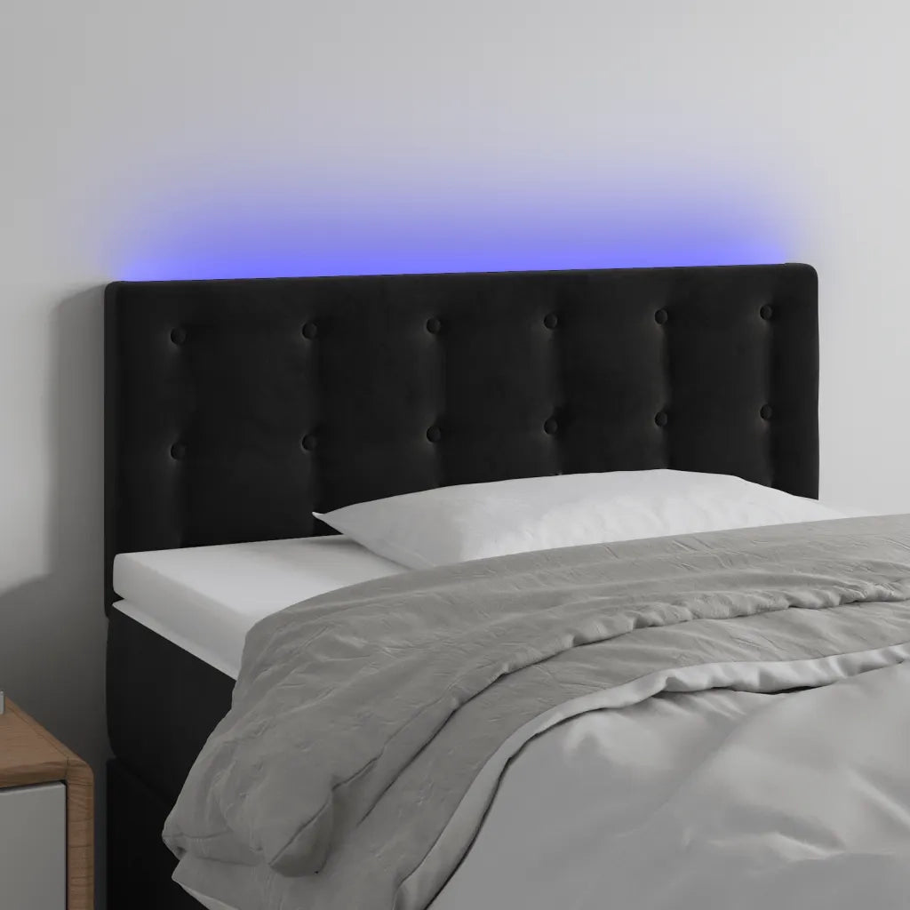 Testiera a LED-Testata con LED Nera 100x5x78/88 cm in Velluto 387459