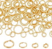 Connettori a goccia 100 pezzi - Doppie anelli a goccia dorati - Anelli di connessione in ottone - Connettori per pendenti - Creazione di gioielli - Dimensioni diverse 4/5/6/8mm - Anelli di connessione