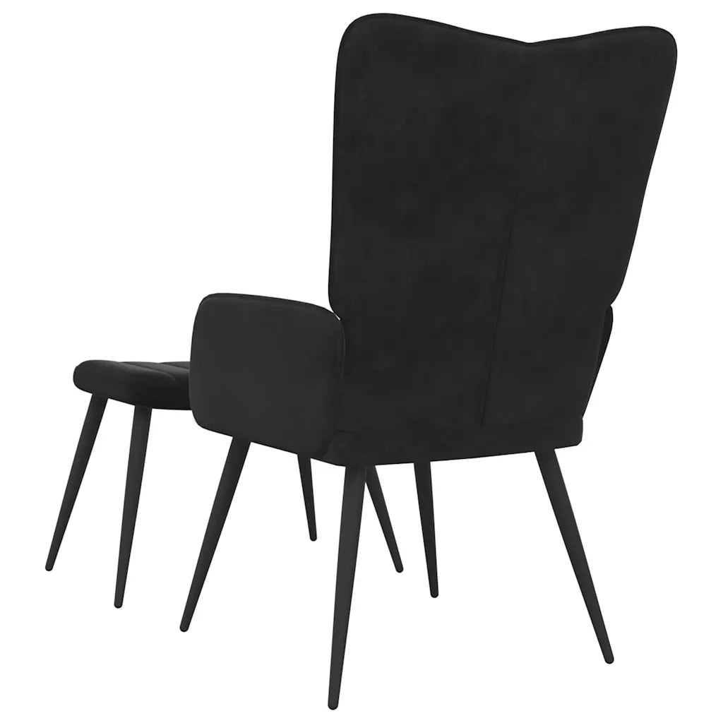 Poltrona Relax | Sedia Relax con Sgabello Nero in Velluto