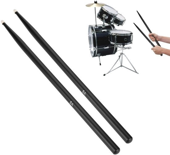 Drumstocchi 5A Legno di Quercia - Bastoncini da Batteria Professionali - 1 Paio - Nero/Rosso - Leggeri - Sostenibili