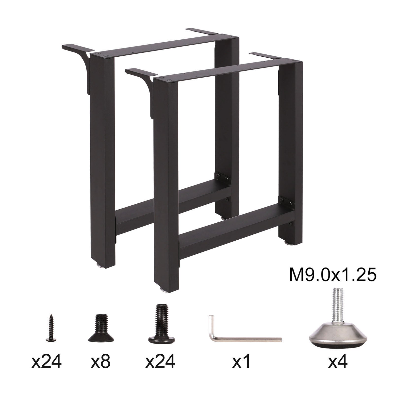 Base per tavolo 60x72 cm verniciatura a polvere in nero Gambe quadrate tavolino