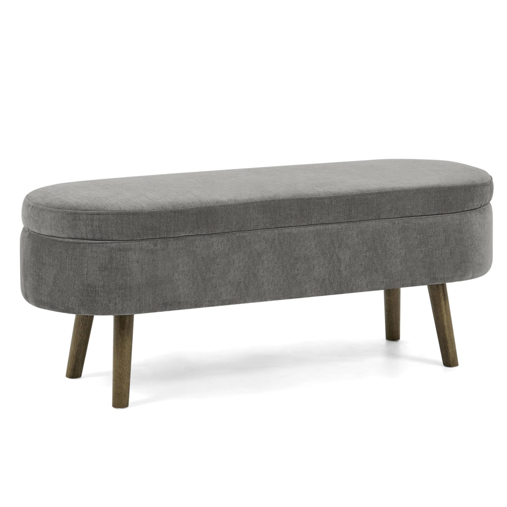 Panca contenitore in ciniglia grigio scuro 110x40x42 cm