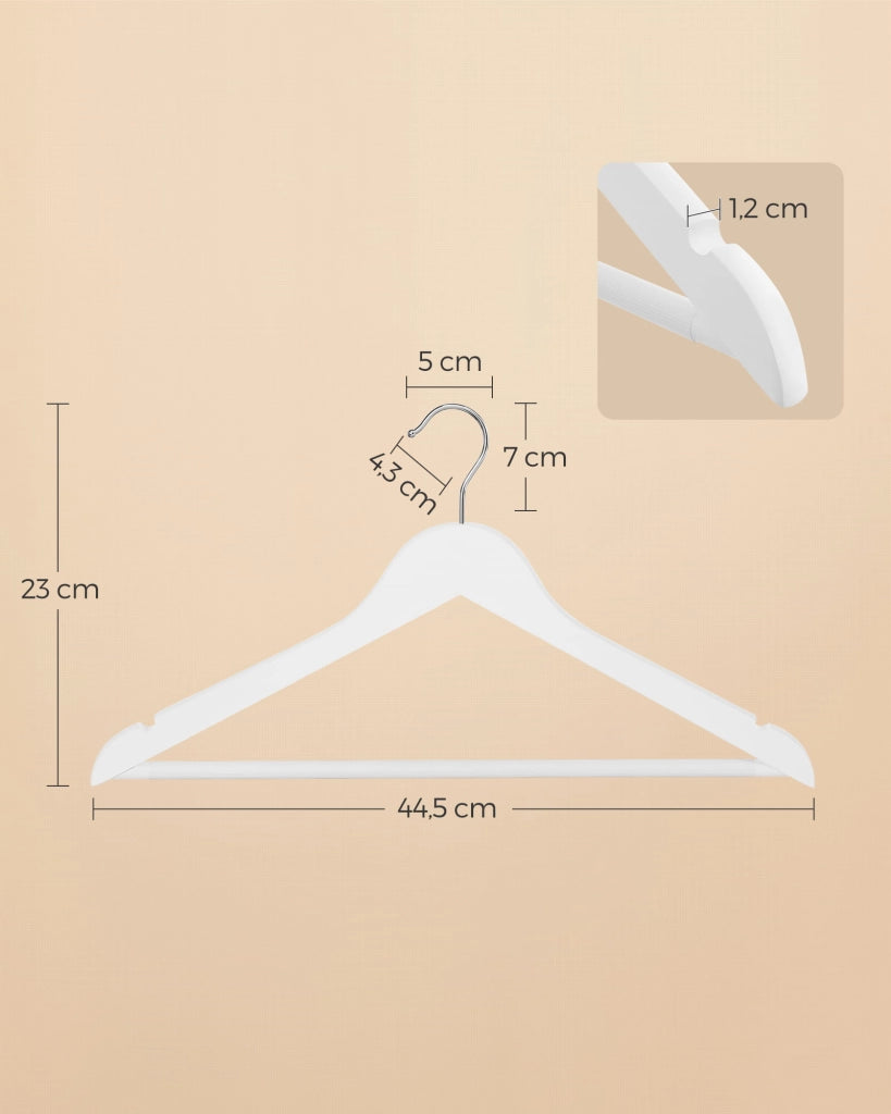 Grucce in legno VALORA - Antiscivolo, resistenti, bianche x10 - CRW03W10