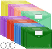 Documentario per archiviazione A4, 40 pezzi, [Dimensioni maggiori] Documentario A4 con chiusura a cerniera 8 colori con bordo a 11 fori e spazio per etichetta, cartelle per ufficio, scuola, casa