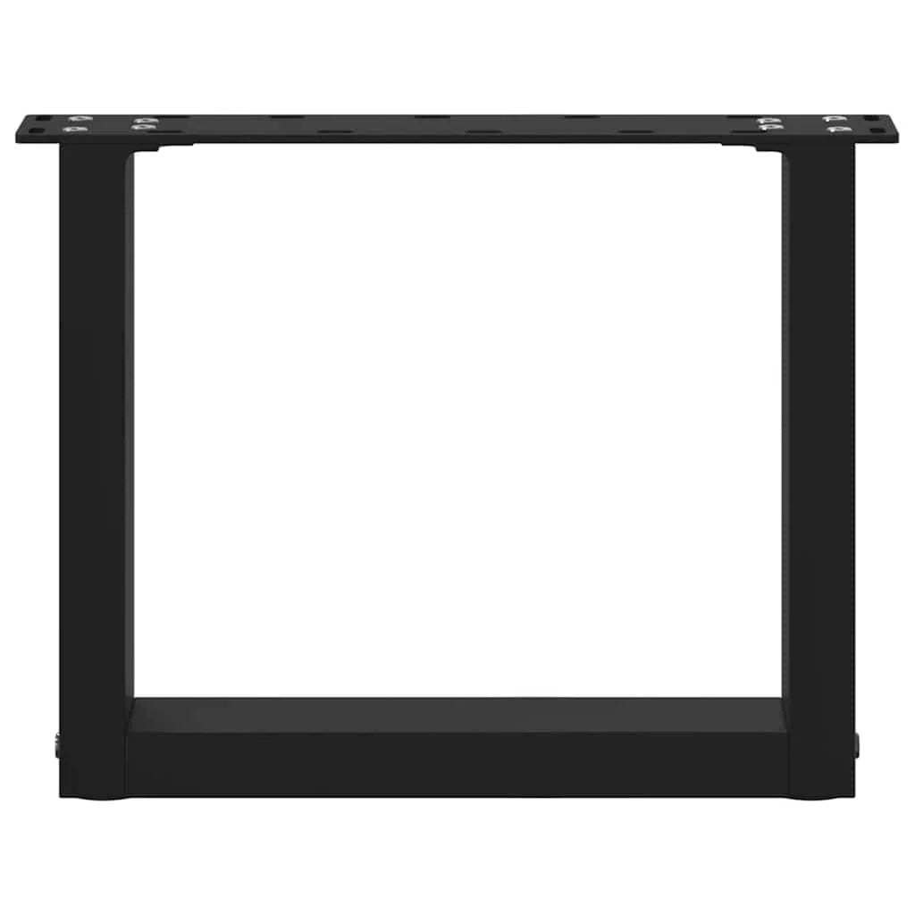 Set di 2 gambe per tavolino a forma di U 30 x 30 cm struttura robusta con piedini regolabili design moderno in acciaio nero 02_0057368